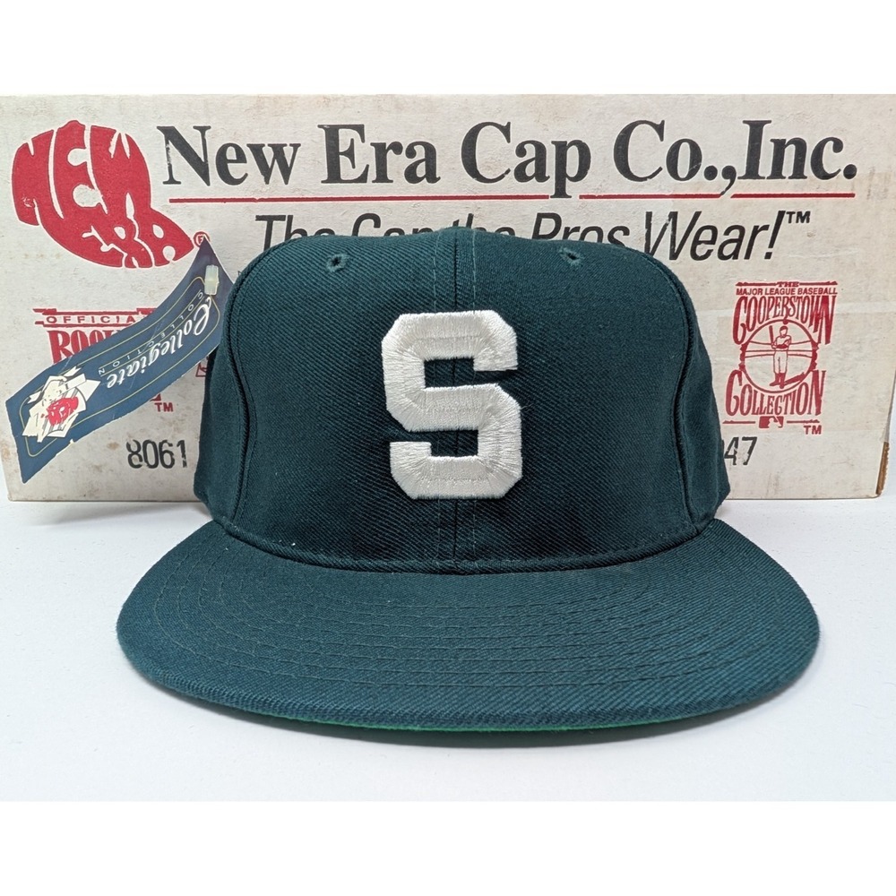 VINTAGE Michigan State Spartans Hat Cap Fitted 7 3/8" NCAA Football New Era 90s